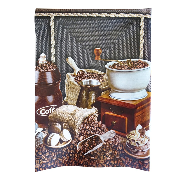Viaszosvászon asztalterítő ND, 200x140 cm, vízálló, dekor kávé CRJ8