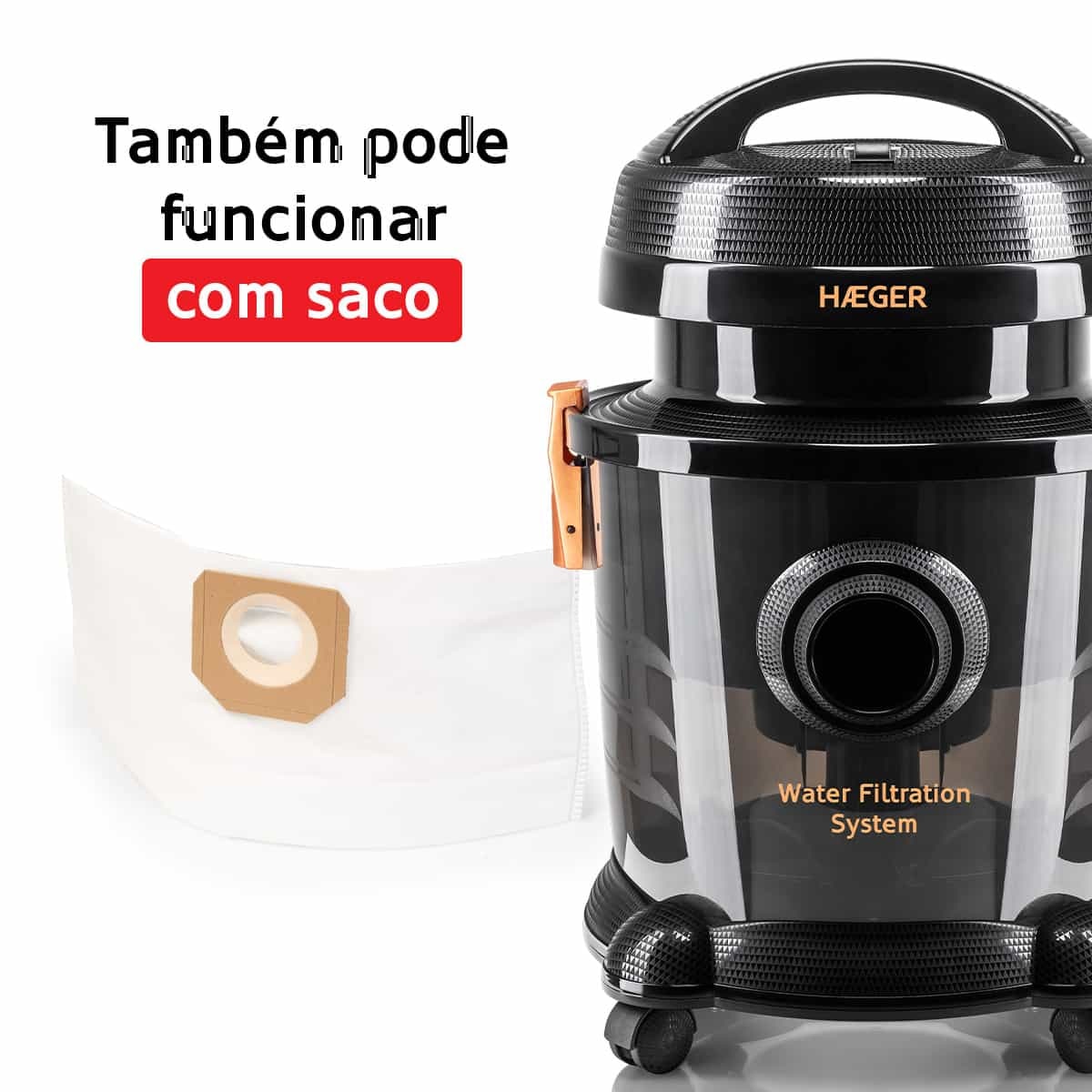 Aspirator Cu Filtrare Prin Apa HAEGER AQUACLEAN VC-12W.044A, Putere 1200 W, Capacitate 9 Litri, Tub Telescopic Metalic, Negru