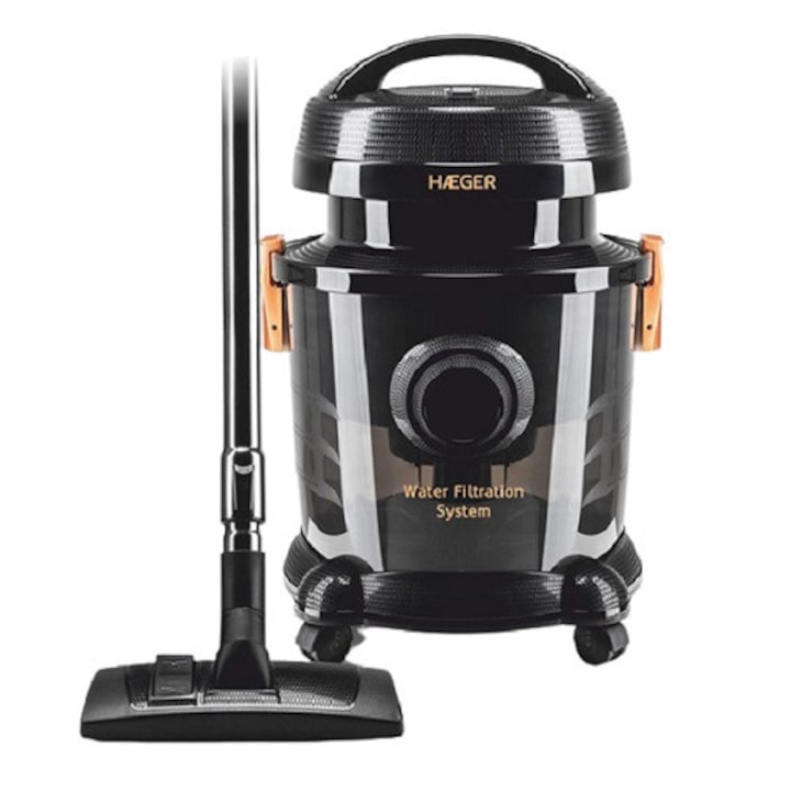 Aspirator Cu Filtrare Prin Apa HAEGER AQUACLEAN VC-12W.044A, Putere 1200 W, Capacitate 9 Litri, Tub Telescopic Metalic, Negru