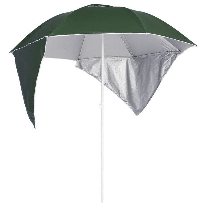 Umbrela soare de plaja cu pereti laterali vidaXL, verde, 215 cm 318838