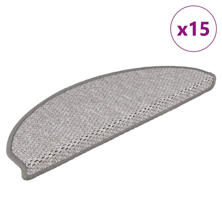 Комплект стелки за стълби vidaXL, сизалена визия, 15 бр, 65x21x4 см, платина, 4.05 Kg