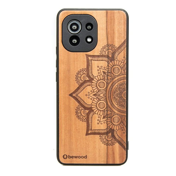 Husa pentru Xiaomi Mi 11 Lite/5G/5G NE, BEWOOD, Silicon/Lemn, Maro
