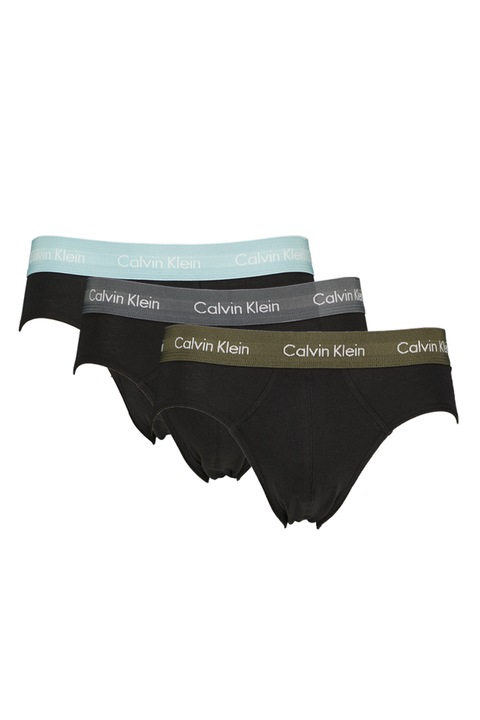 CALVIN KLEIN, Слипове с лого на талията - 3 чифта, Черен/Избеляло черно
