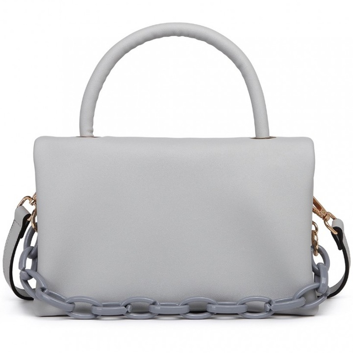 Дамска чанта Miss Lulu LB2122GY, Еко кожа, С верижка, Сив