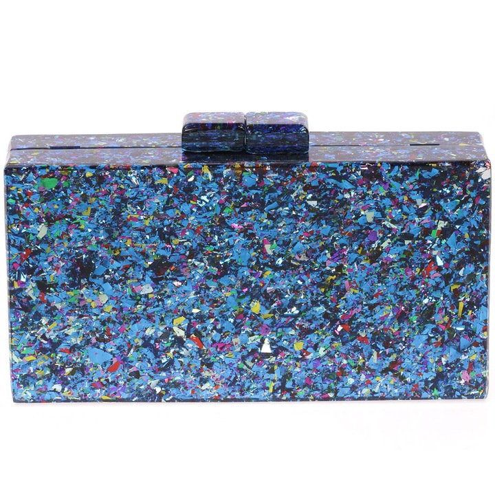 Geanta Clutch cu efect confetti, din plastic AD-23028MU Multicolor