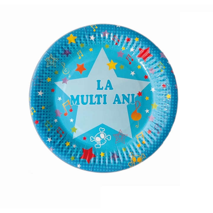 8db party tányér készlet, Boldog születésnapot, csillag, 18 cm