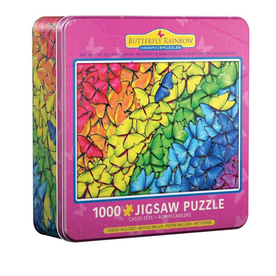 Puzzle 1000 piese Eurographics - Butterfly Rainbow, cutie metalica