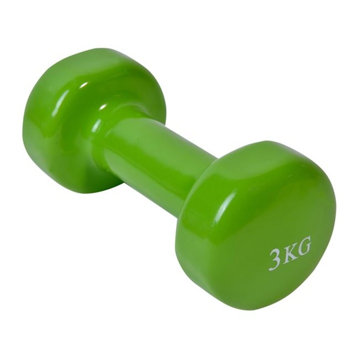 Gantera fitness, 3 kg, verde, vinil
