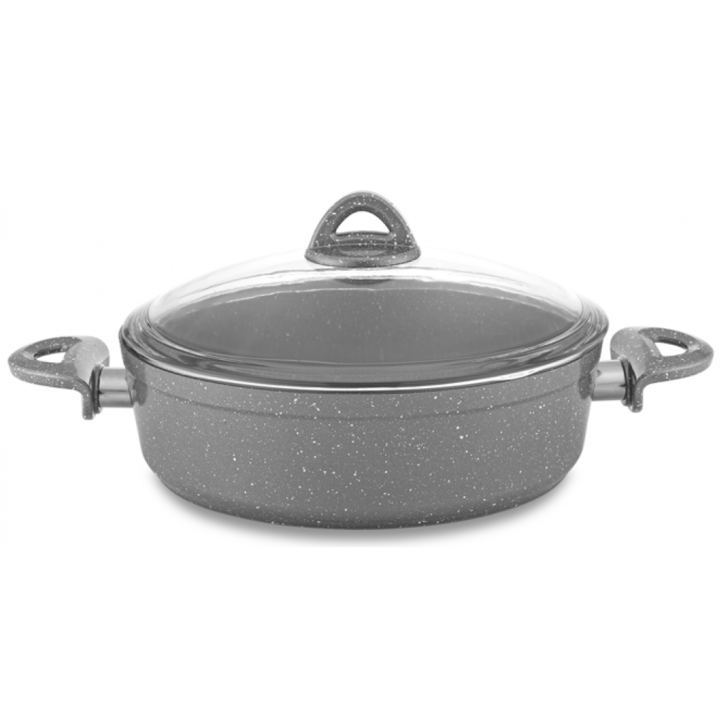 Cratita cu capac HASCEVHER GRANITE ROSY 24x11cm culoare gri