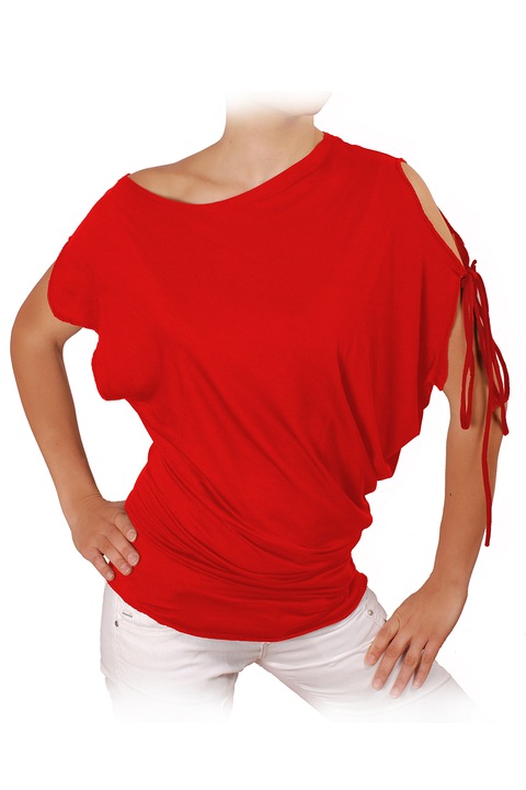 Bluza asimetrica cu maneca scurta Ivanel, Rosu deschis