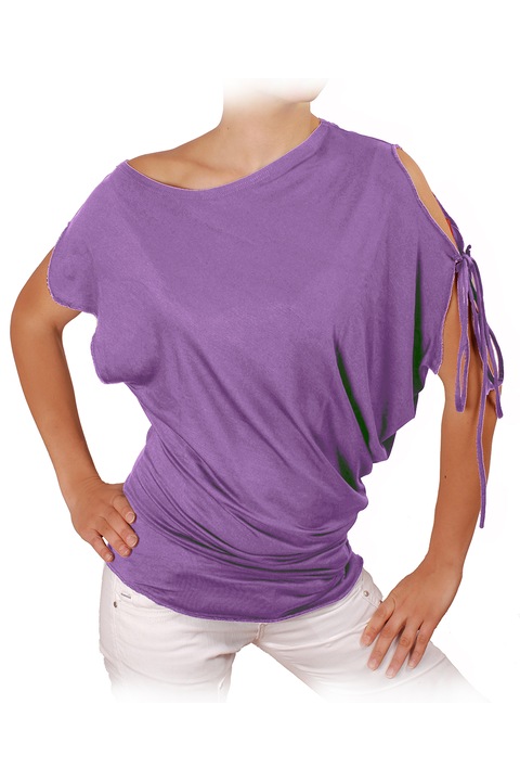 Bluza asimetrica cu maneca scurta Ivanel, Mov deschis