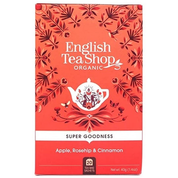 Чай English Tea Shop с вкус на ябълка, шипка и канела, 20 пакетчета чай
