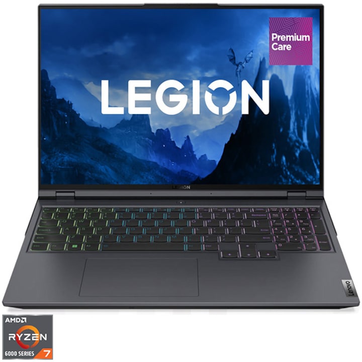 Лаптоп Gaming Lenovo Legion 5 Pro 16ARH7H, AMD Ryzen™ 7 6800H, 16", WQXGA, RAM 32GB, 512GB SSD, NVIDIA® GeForce® RTX™ 3060 6GB, No OS, Storm Grey