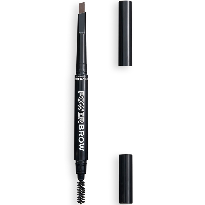 Creion pentru sprancene cu pensula Revolution Relove Power Brow Pencil Dark Brown 0.3 g