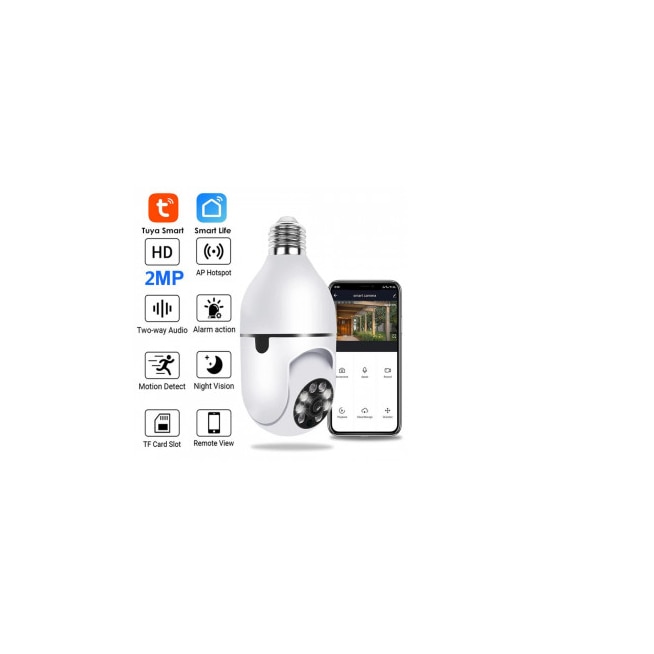 Camera Bec Camera Supraveghere, tip Bec E27 WiFi, Senzor de Miscare, de Interior ...