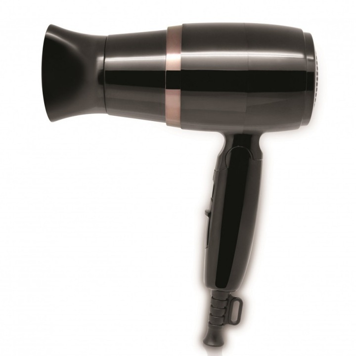 Сешоар Rosberg R51100J, 1600W, Сгъваем, Студен въздух, 3 нива, Черен/златист