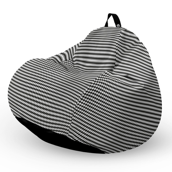 Пуф Updeco Bean Bag, Тип круша L, Водоустойчив калъф, За закрито и открито, с вътрешна предпазна чанта, С дръжка, 80 x 80 x 55 см, Скандинавски, черен