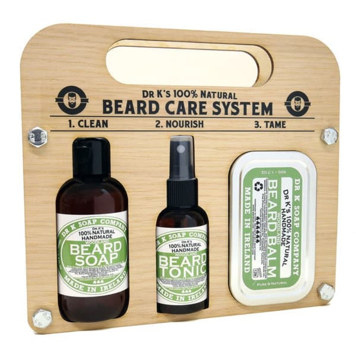 Комплект за грижа за брада Dr. K Woodland, шампоан, масло и балсам за брада