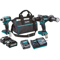 Set scule electrice pe acumulator Makita DK0114G201, cheie cu impact, masina de gaurit si insurubat (bormasina), 2 acumulatori 40 V, 4 Ah, incarcator, geanta