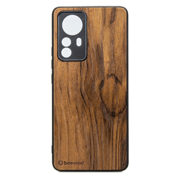 Husa Xiaomi 12 Pro, Bewood, Lemn, Negru/Maro