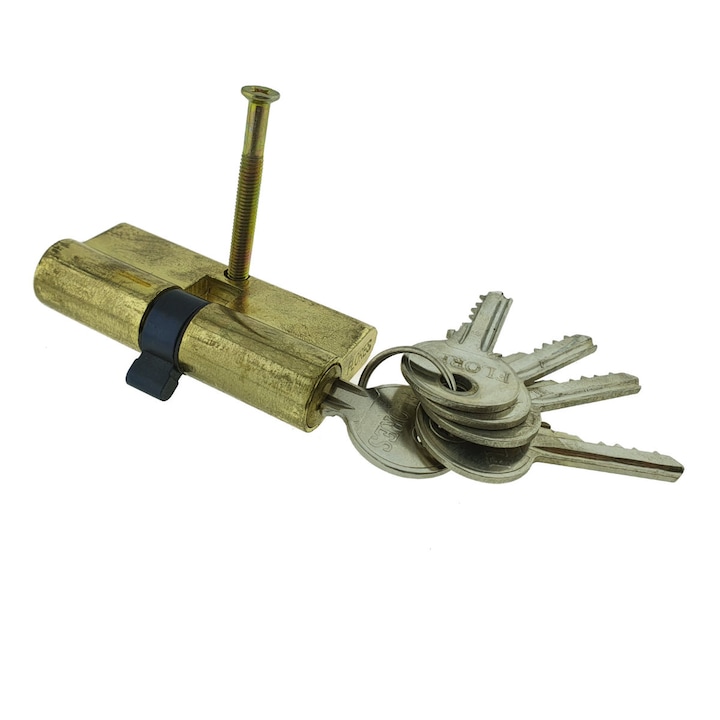 Biztonsági henger, ajtó kilincs, Flores 65392, 3 kulccsal, 68 mm, sárgaréz