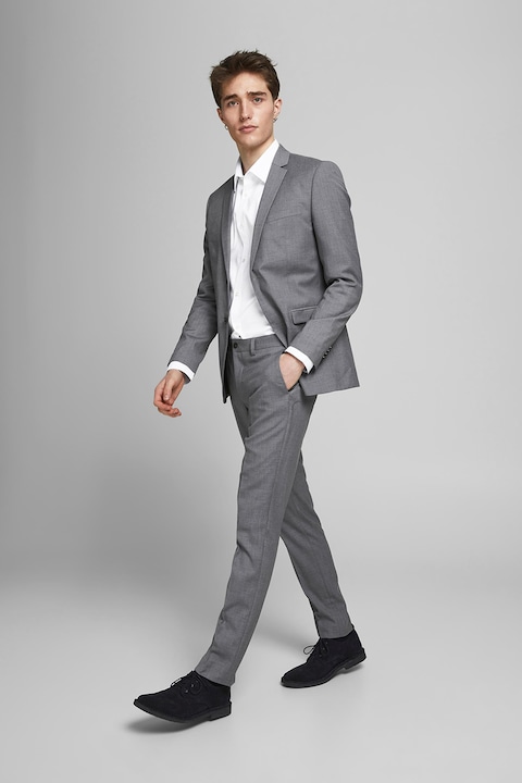 Jack & Jones, Costum elegant super slim fit Franco, Gri melange