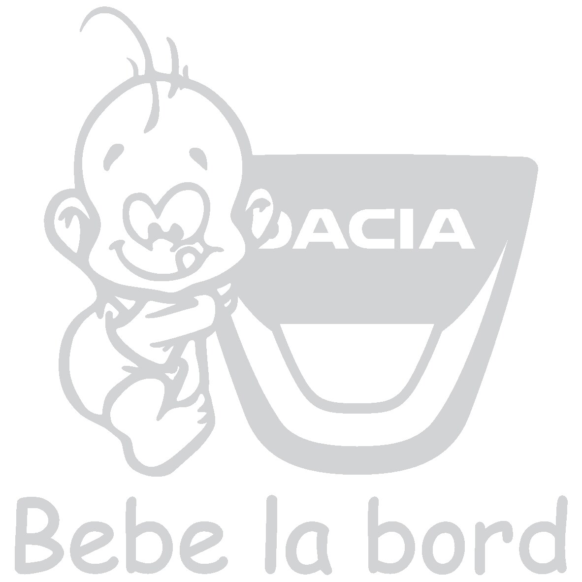 Sticker auto - Bebe la bord - Dacia - Alb - 15 x 15.4 cm