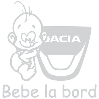 Sticker auto - Bebe la bord - Dacia - Alb - 15 x 15.4 cm Sticker auto - Bebe la bord - Dacia - Alb - 15 x 15.4 cm