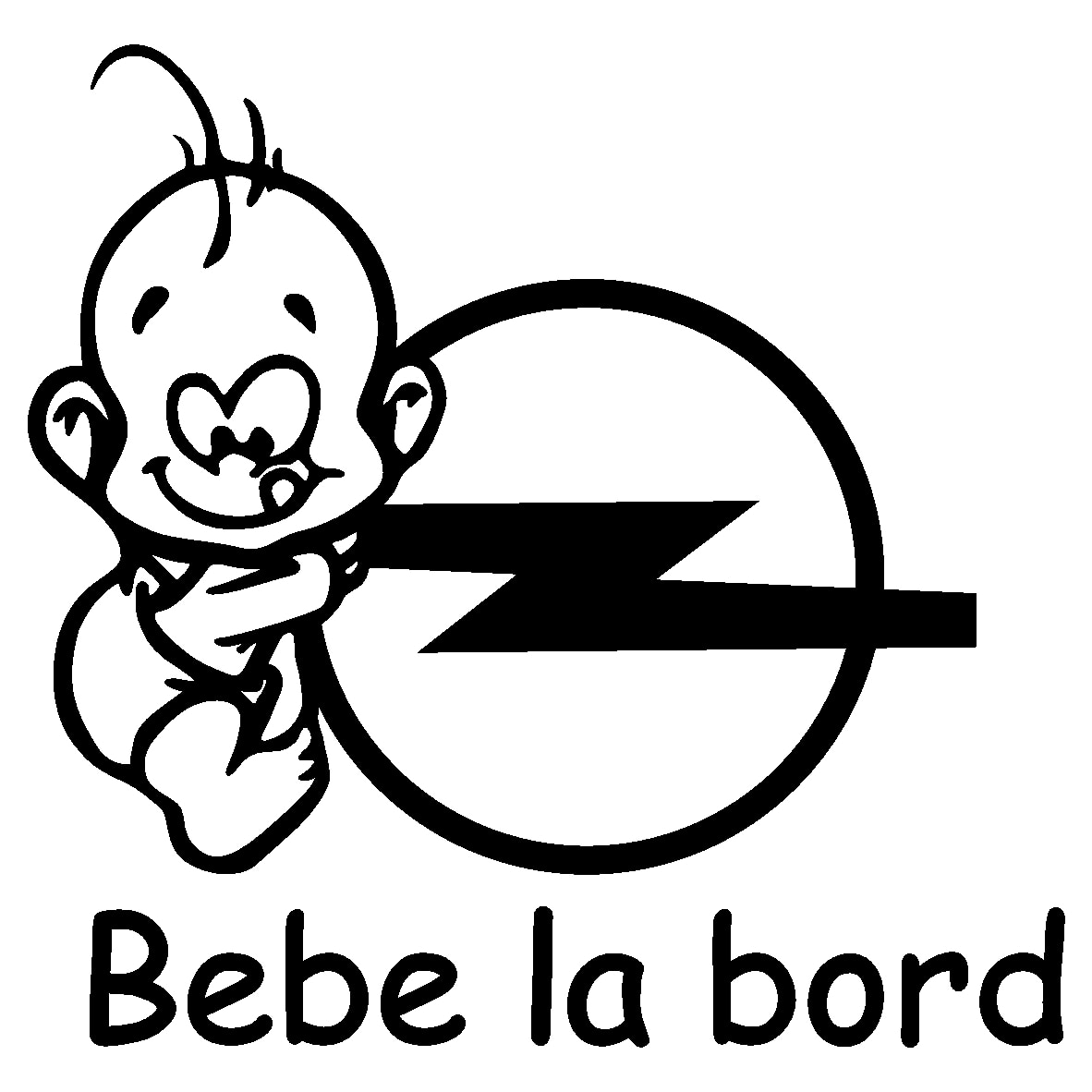 Sticker auto - Bebe la bord - Opel - Negru mat - 15 x 14.4 cm