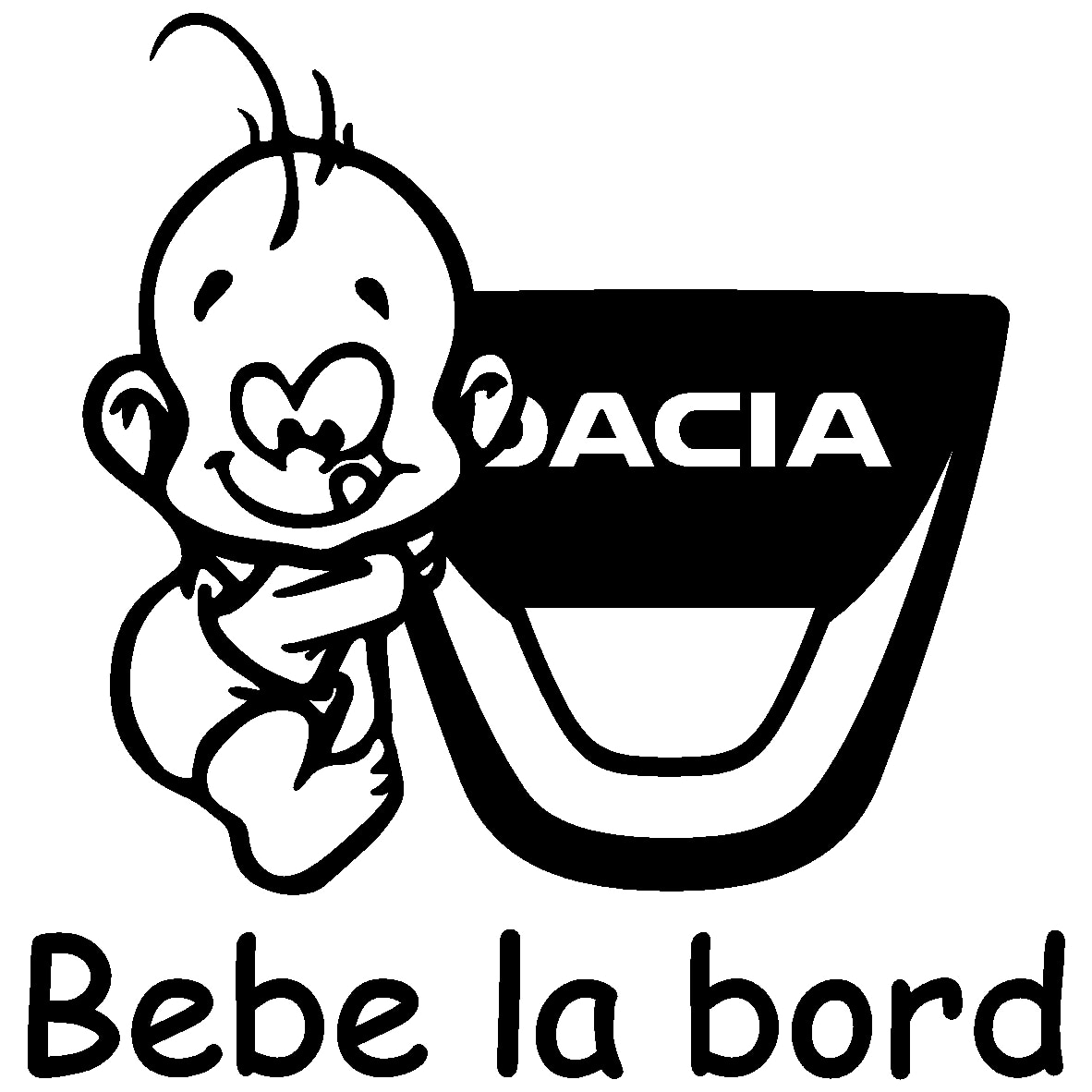 Sticker auto - Bebe la bord - Dacia - Negru mat - 15 x 15.4 cm