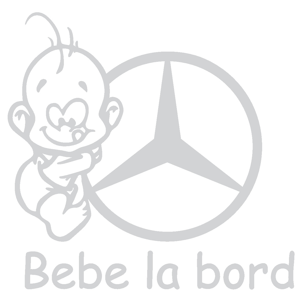 Sticker auto - Bebe la bord - Mercedes - Alb - 15 x 14.5 cm