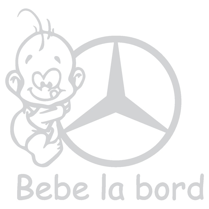 Sticker auto - Bebe la bord - Mercedes - Alb - 15 x 14.5 cm