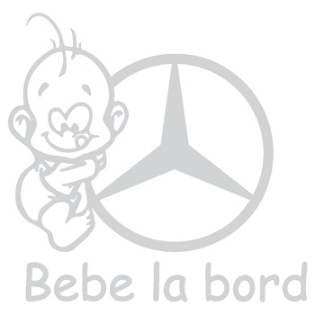 Sticker auto - Bebe la bord - Mercedes - Alb - 15 x 14.5 cm Sticker auto - Bebe la bord - Mercedes - Alb - 15 x 14.5 cm