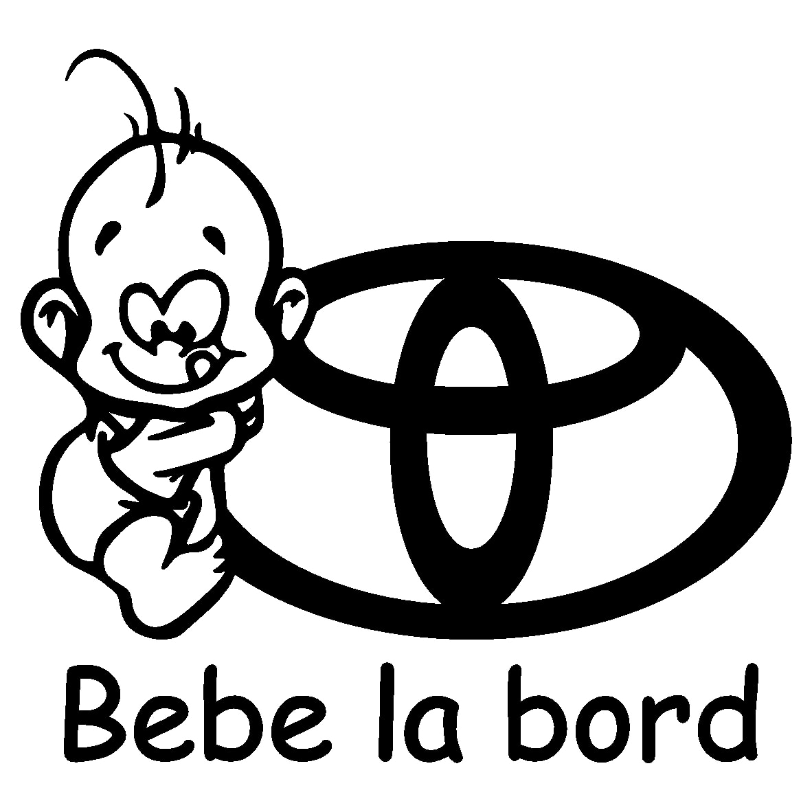 Sticker auto - Bebe la bord - Toyota - Negru mat - 15 x 13.8 cm