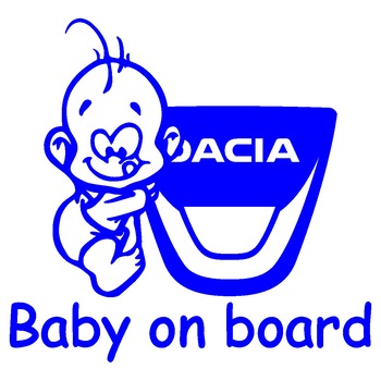 Sticker auto - Baby on board - Dacia - Albastru - 15 x 14.2 cm Sticker auto - Baby on board - Dacia - Albastru - 15 x 14.2 cm