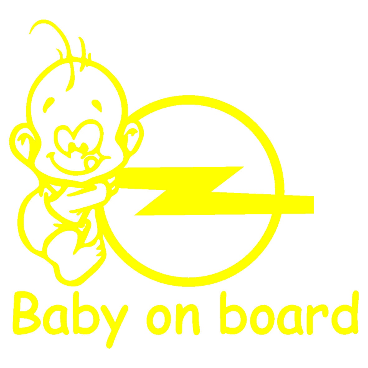 Sticker auto - Baby on board - Opel - Galben - 15 x 14.1 cm