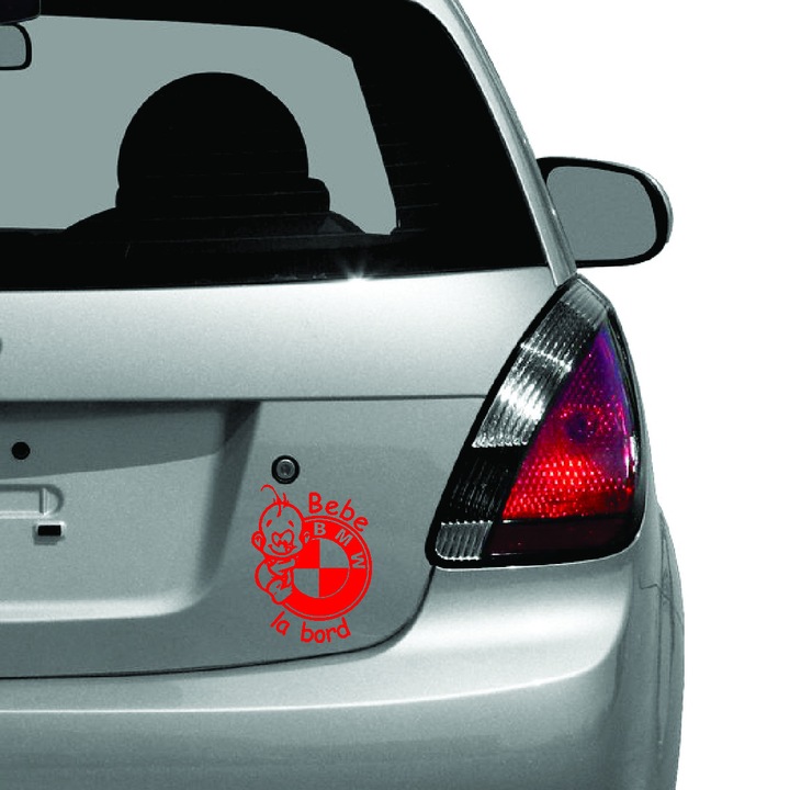 Sticker auto - Bebe la bord - BMW - Rosu Passion - 11.4 x 15 cm
