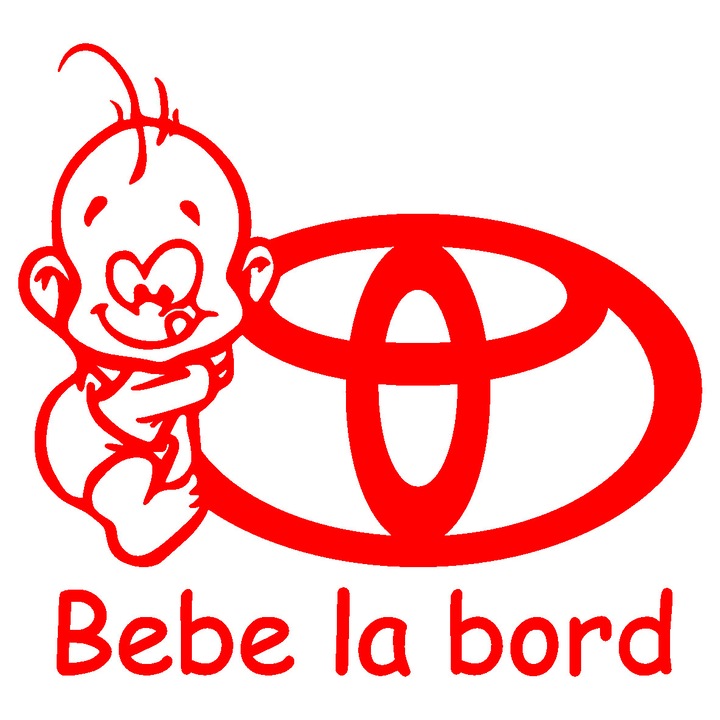 Sticker auto - Bebe la bord - Toyota - Rosu Passion - 15 x 13.8 cm