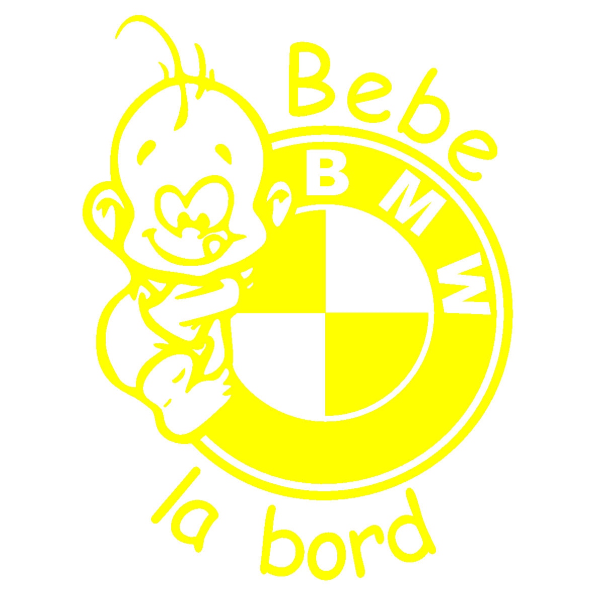 Sticker auto - Bebe la bord - BMW - Galben - 11.4 x 15 cm