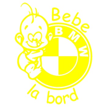 Sticker auto - Bebe la bord - BMW - Galben - 11.4 x 15 cm Sticker auto - Bebe la bord - BMW - Galben - 11.4 x 15 cm