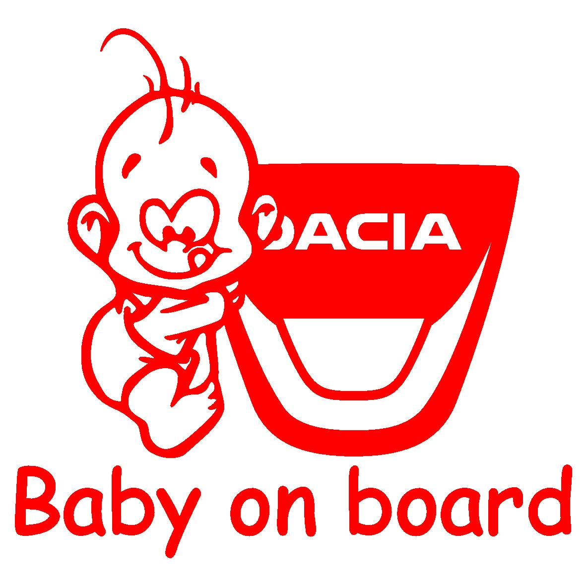 Sticker auto - Baby on board - Dacia - Rosu Passion - 15 x 14.2 cm