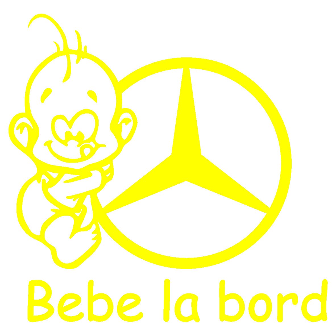 Sticker auto - Bebe la bord - Mercedes - Galben - 15 x 14.5 cm