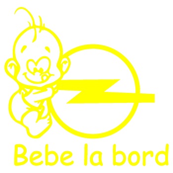 Sticker auto - Bebe la bord - Opel - Galben - 15 x 14.4 cm Sticker auto - Bebe la bord - Opel - Galben - 15 x 14.4 cm