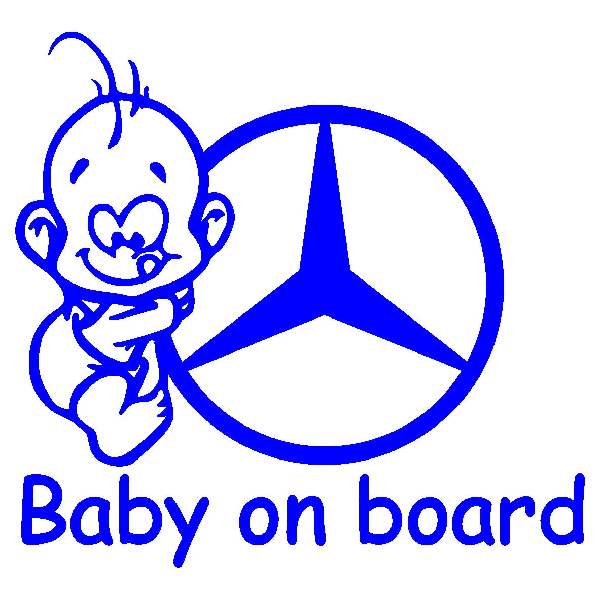 Sticker auto - Baby on board - Mercedes - Albastru - 15 x 14.1 cm
