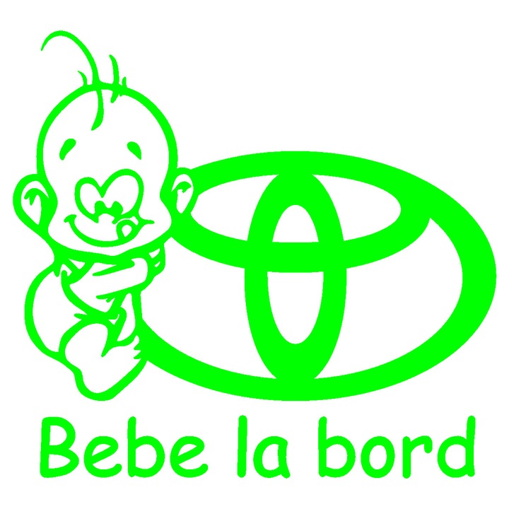Sticker auto - Bebe la bord - Toyota - Verde - 15 x 13.8 cm