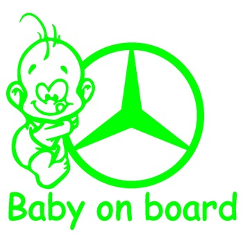 Sticker auto - Baby on board - Mercedes - Verde - 15 x 14.1 cm Sticker auto - Baby on board - Mercedes - Verde - 15 x 14.1 cm