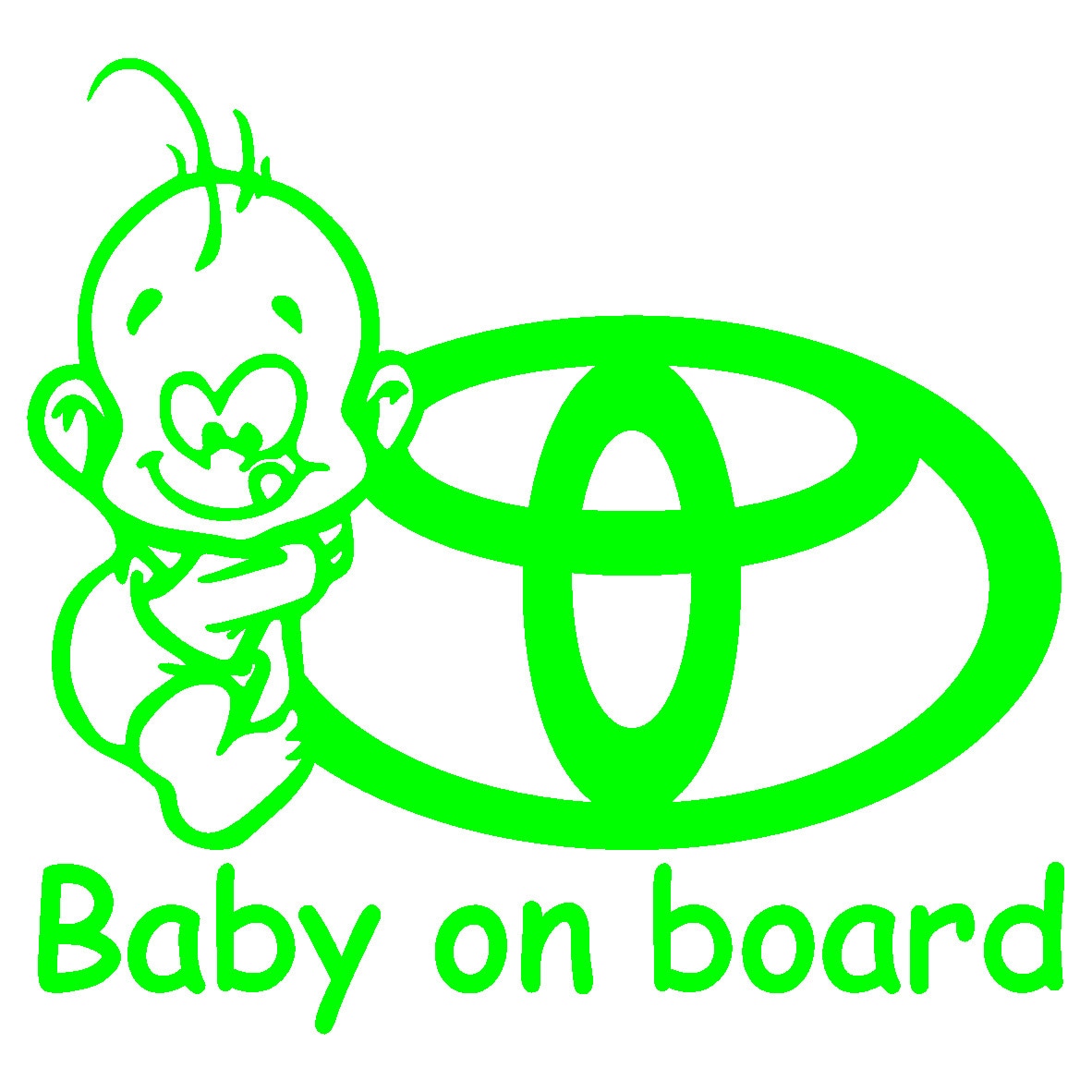 Sticker auto - Baby on board - Toyota - Verde - 15 x 14.1 cm