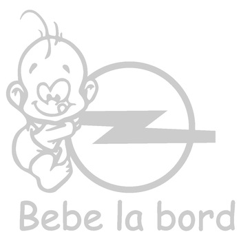 Sticker auto - Bebe la bord - Opel - Alb - 15 x 14.4 cm Sticker auto - Bebe la bord - Opel - Alb - 15 x 14.4 cm