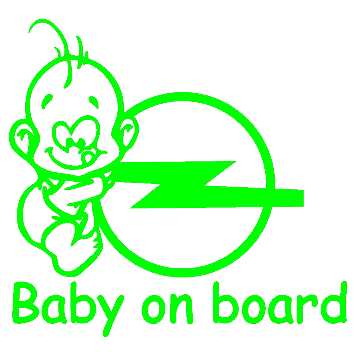 Sticker auto - Baby on board - Opel - Verde - 15 x 14.1 cm