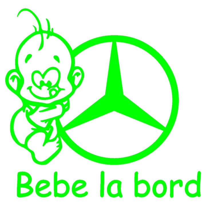 Sticker auto - Bebe la bord - Mercedes - Verde - 15 x 14.5 cm